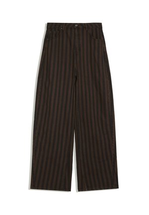 Bershka, STRIPE BARREL TROUSERS - Pantalon classique - dark brown