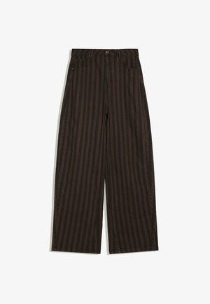 Bershka, STRIPE BARREL TROUSERS - Pantalon classique - dark brown