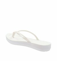 Flip-flop bianco con una parte superiore liscia e lucida con effetto brillante, suola ammortizzata e suola testurizzata per una presa migliore.