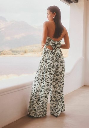 WIDE LEG REGULAR FIT - Tuta jumpsuit - white black floral