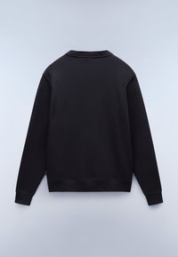 Zwarte sweatshirt van een zachte katoenmix, met een ronde hals, lange mouwen, ribgebreide manchetten en zoom. Eenvoudig, effen ontwerp zonder patronen.