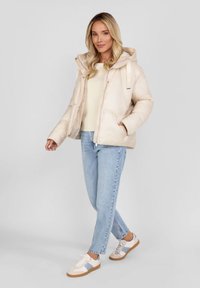 RESPECT QUILTED HOODED ZIP-FRONT - Giacca invernale - stone