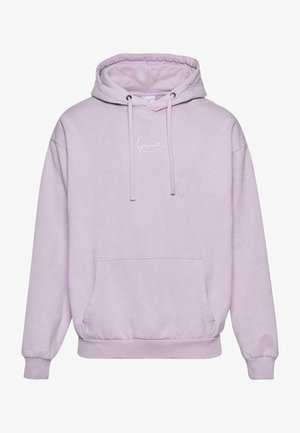 Hele lilla kapuutsiga hoodie, millel on tõmblukuga kapuuts, esitasku ja valge logo aktsent rinna peal. Valmistatud pehmest, tekstureeritud materjalist.