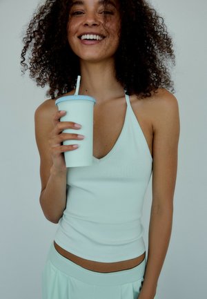 Stradivarius, FITTED HALTER TOP - Débardeur - turquoise