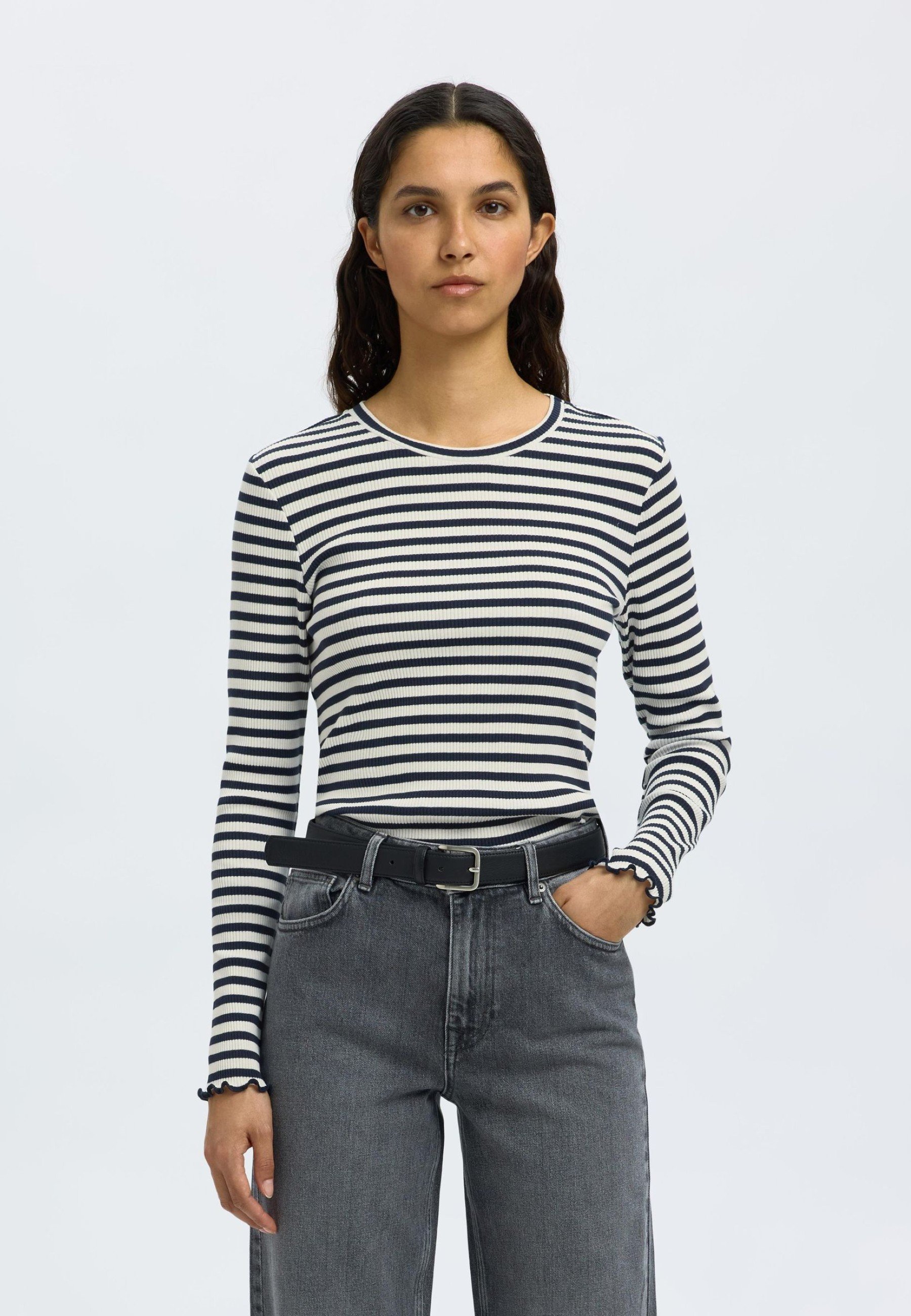 Hollywood Star Women’s Long Sleeve Crewneck Top – Soft Cotton Spandex Stretch Slim Fit Tee