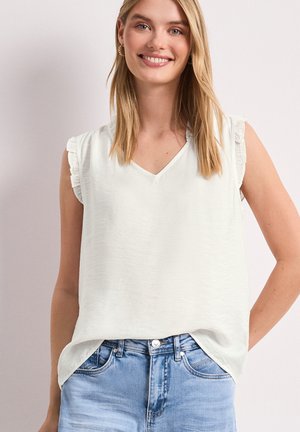 Street One, BLUSENTOP MIT V-NECK UND RÜSCHEN - Blouse - off white