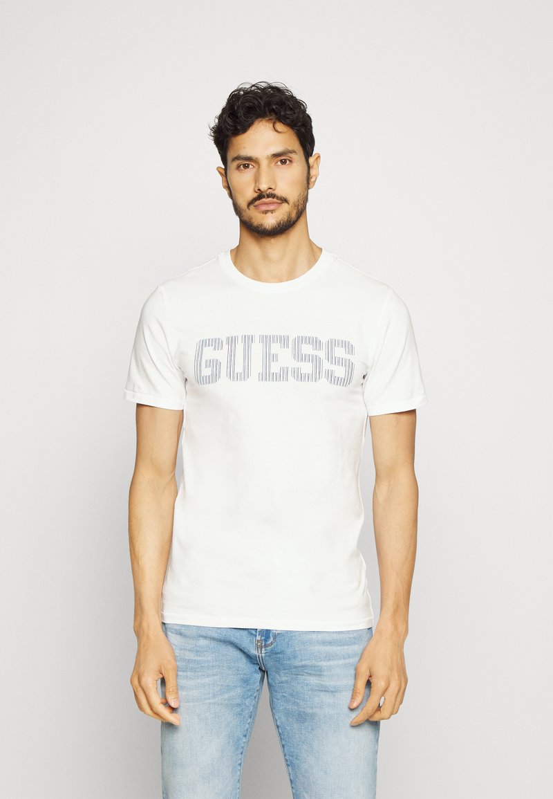 Guess ERMAK CN SS Print Tshirt pure white/white Zalando