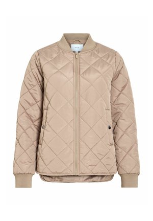 VILA, QUILTED JACKET VITATE ZIPPER - Blouson Bomber - taupe gray