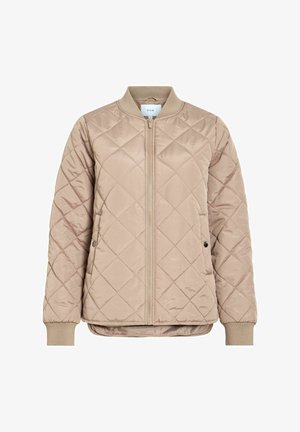 VILA, QUILTED JACKET VITATE ZIPPER - Blouson Bomber - taupe gray