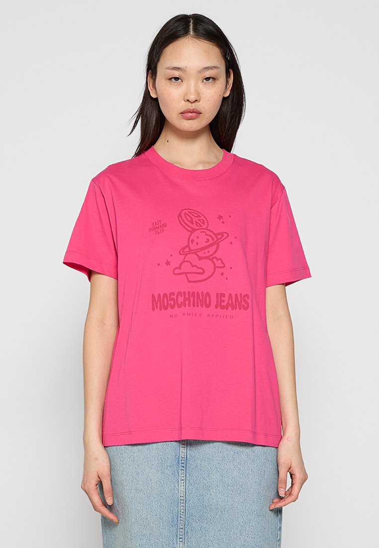 MOSCHINO JEANS T-shirt print donkerroze