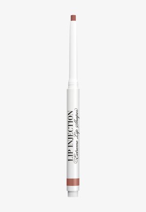 Crayon pour contour des lèvres rétractable avec le texte « Lip Injection Extreme Lip Shaper », dans une nuance mauve pâle sur un tube blanc.