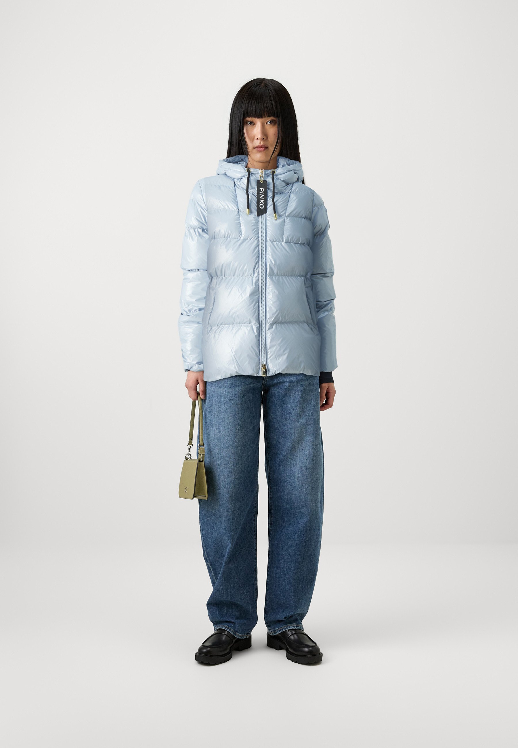 【PINKO】LIGHT BLUE FUR JACKET Colorblock Faux Fur Coat by PINKO | Rent the Runway