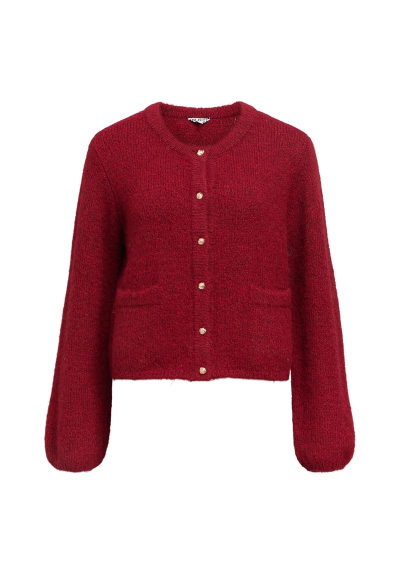 Object OBJSAGGIA RE L/S KNIT CARDIGAN NOOS - Kofta - karanda red detail ...