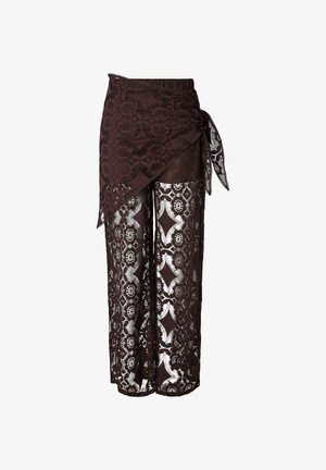YAS, YASALMI HW SCARF LACE PANT - Pantalon classique - coffee bean