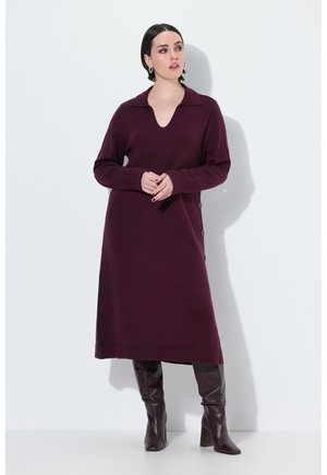 Midi V-Ausschnitt Langarm - Neulemekko - dark claret