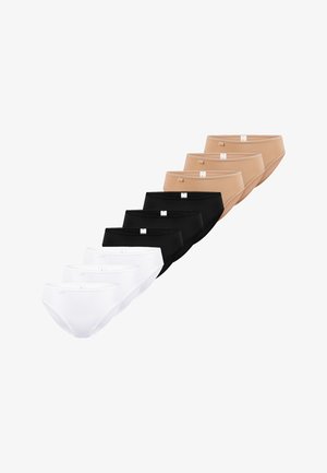 Siebener-Pack Slips aus Baumwollmischung in Weiß, Schwarz und Beige. Mit glattem Design, elastischem Bund und dezentem Logotag.