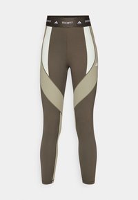 adidas Performance TECHFIT 7/8 - Trikoot - shadow olive/silver pebble