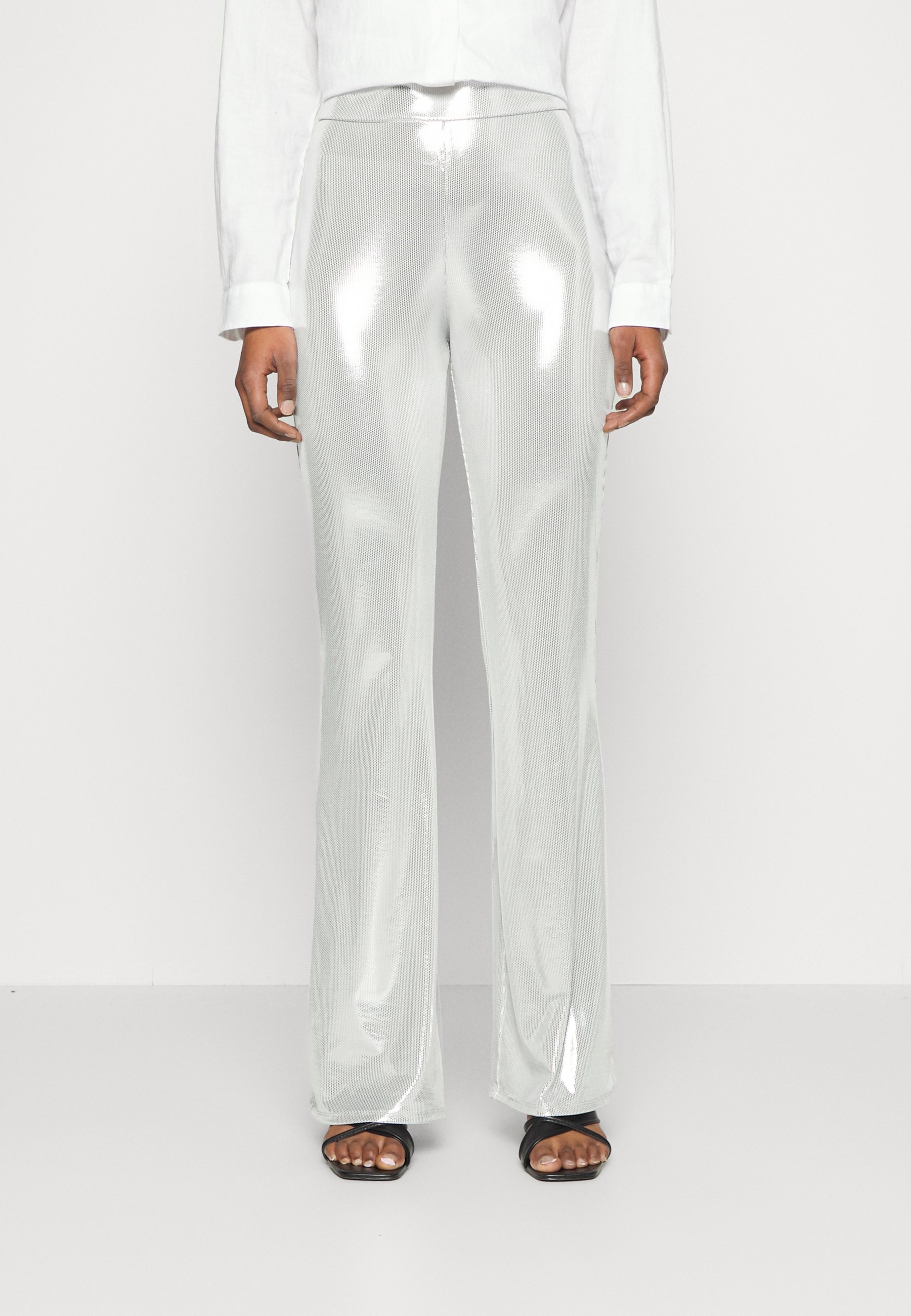 Monki Trousers - metallic silver 