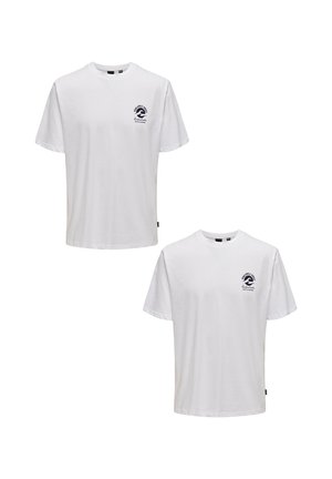 2ER-SET KURZARM RUNDHALS - Print T-shirt - weiß