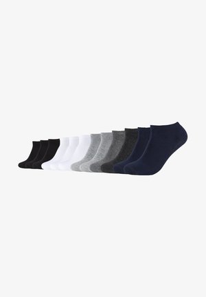 Set von 12 Knöchelsocken in Schwarz, Weiß, Grau und Marineblau. Hergestellt aus weichem Stoff, mit elastischem Bund und nahtlosem Zehendesign für Komfort.