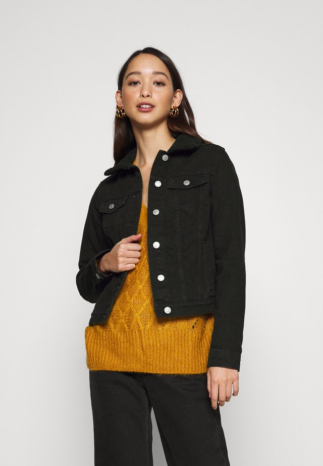 BORG JACKET MELISSA - Spijkerjas - black