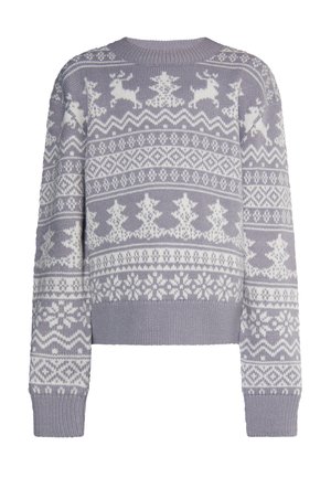 Strickpullover - grau weiss