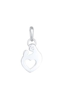 Sølvvedhæng i hjerteform med et udskåret hjerte detaljer. Stemplet "925" for sterling sølv. Glat tekstur og poleret finish.