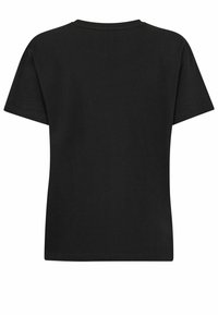 Zwarte T-shirt met korte mouwen en een ronde halslijn, gemaakt van gladde katoenstof, met een eenvoudig, onversierd ontwerp.