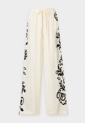 New Look, FLORAL SIDE WIDE LEG - Broek - off white