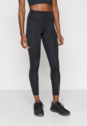 Even&Odd active FULL LENGTH HIGH RISE LEGGINGS WITH REFLECTIVE STRIP - Legíny - black