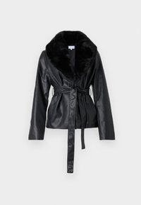 VIDAGMAR  BELTED COAT - Faux leather jacket - black