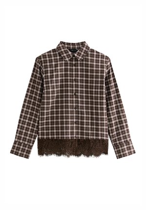 New Look, CHECK TRIM - Button-down blouse - brown pattern