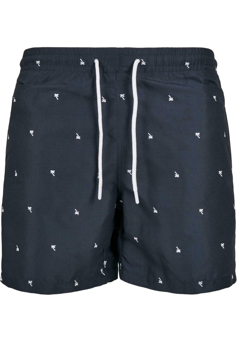 Urban Classics EMBROIDERY - Fürdőnadrág - palmtree midnighnavy/white