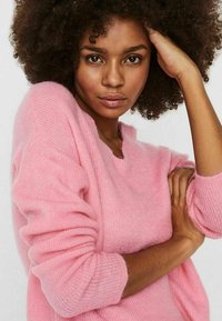 Vero Moda VMCREWLEFILE V-NECK  NOOS - Džemperis - rosebloom