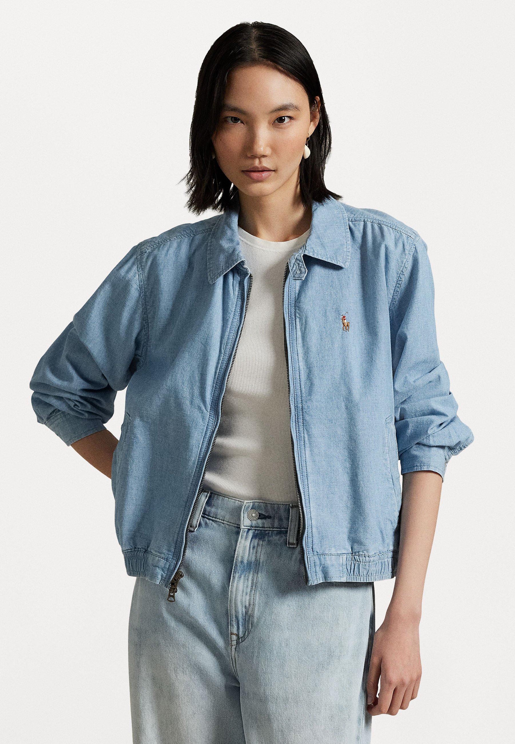 ポロラルフローレン Chambray Windbreaker ポニー刺繍 Polo Ralph Lauren Classic Chambray Bayport Bomber Blue Size XXL
