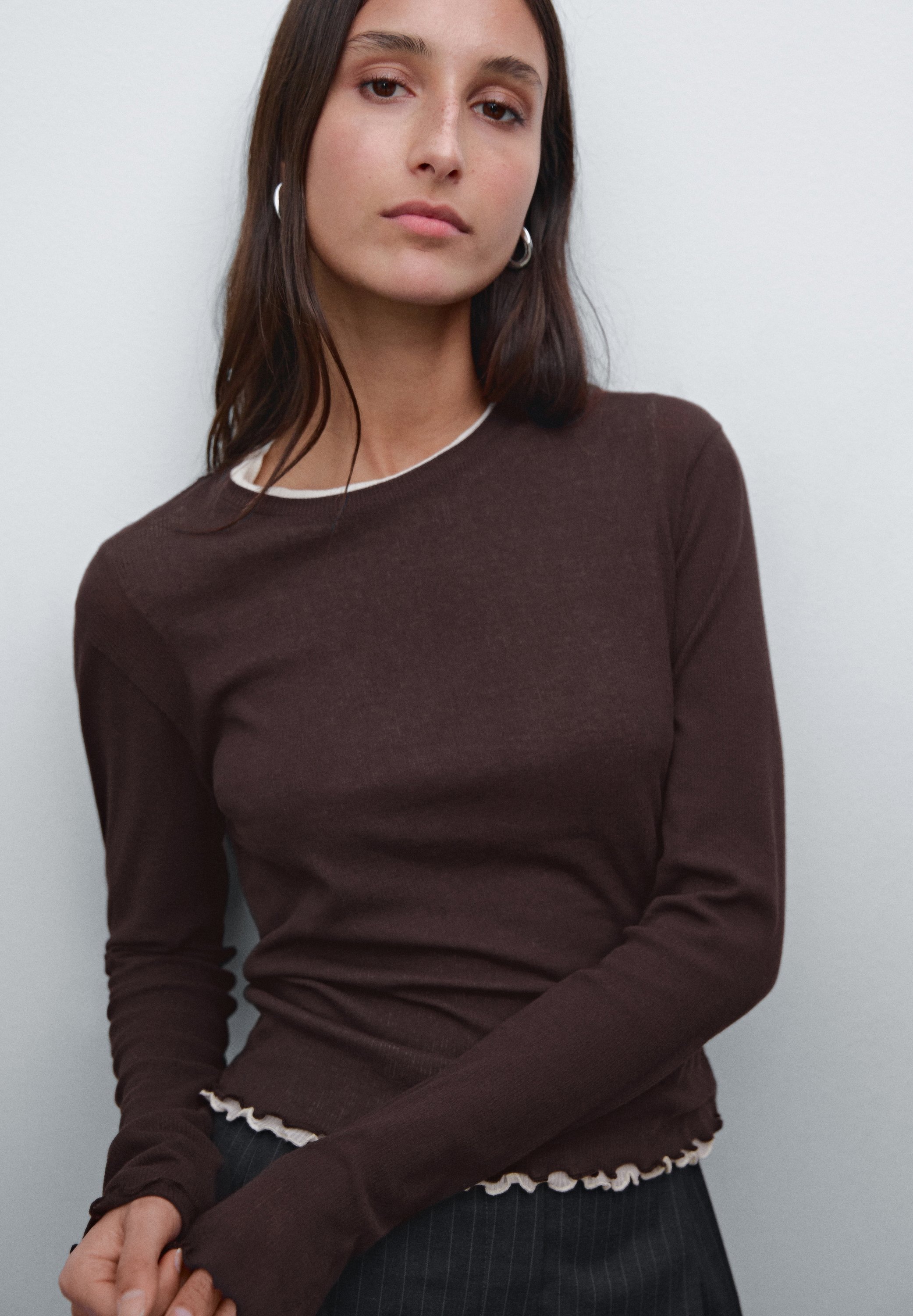 Massimo Dutti【NEW】Double-layer T-shirt with wavy trims 06212755800-o6.jpg?ts=