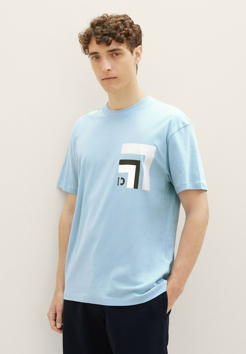 TOM TAILOR DENIM T-shirt med print - washed out middle blue