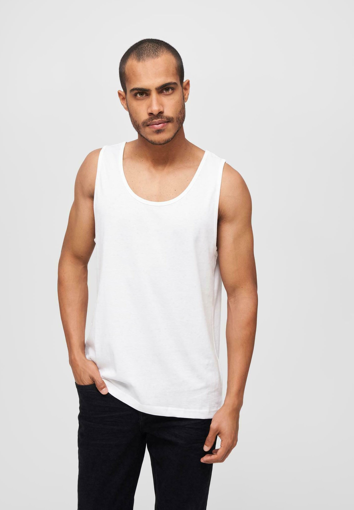 Jack Jones Ake Tampa Pocket Slub Tanktop White - Canotte Uomo Bianco