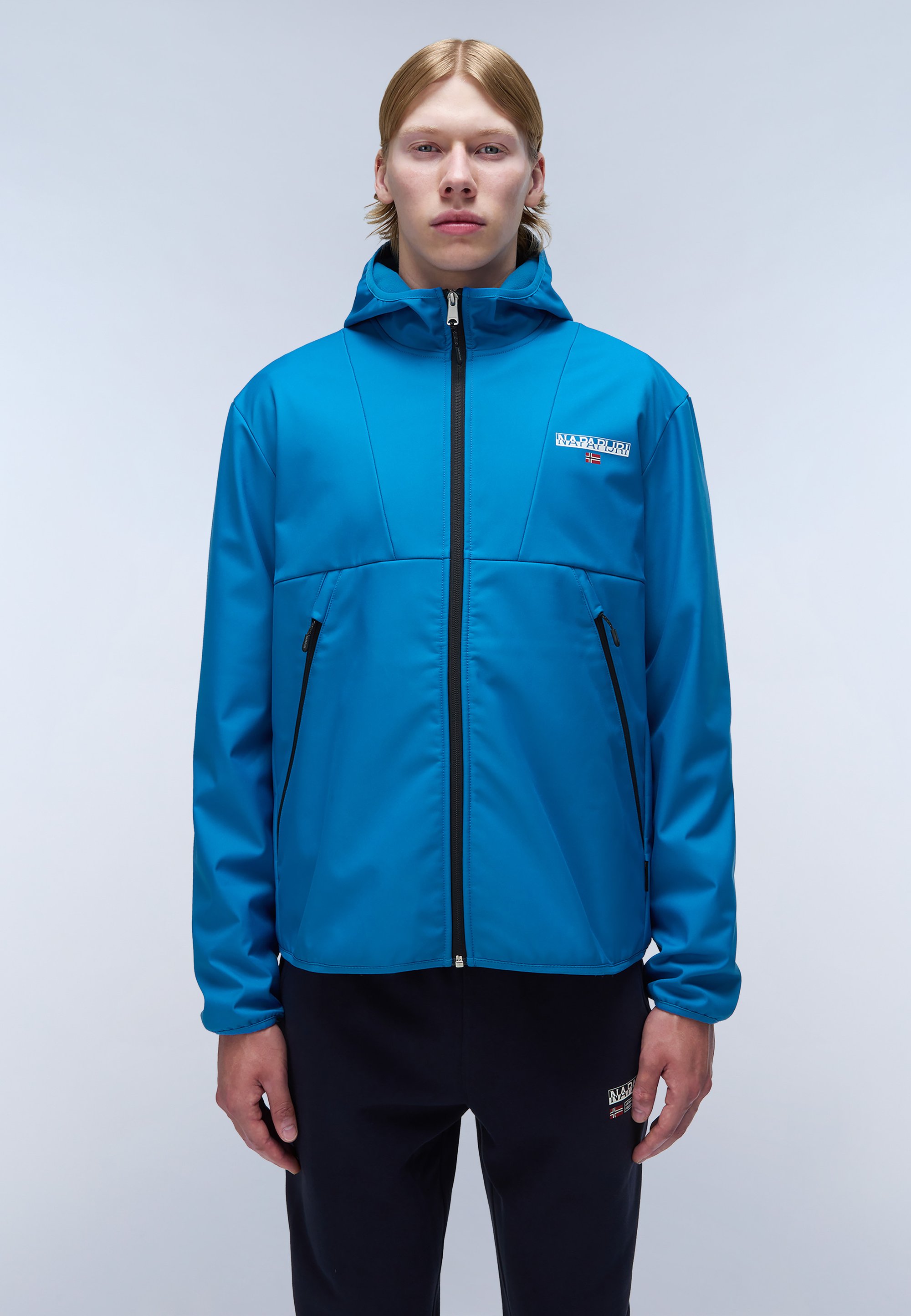 Chaqueta Napapijri Asherman Para Hombre - Color Turquesa, Talla XXL, Tejido Técnico De Nailon, Capucha Ajustable, Impermeable