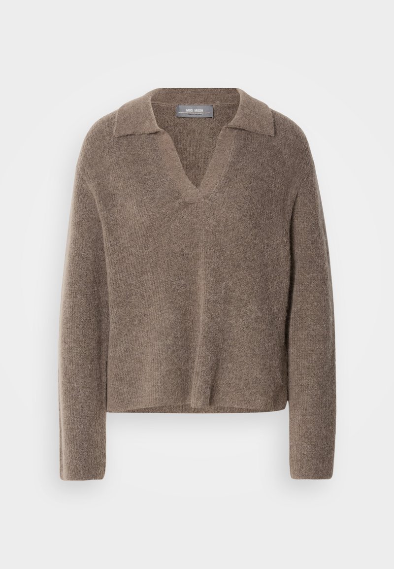 MOS MOSH Trui donkerbruin mêleerd