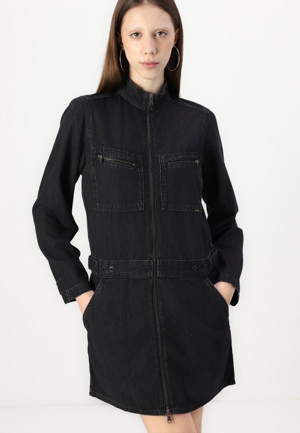 MECHANICS DRESS  - Denim dress - worn in nighttime sky3