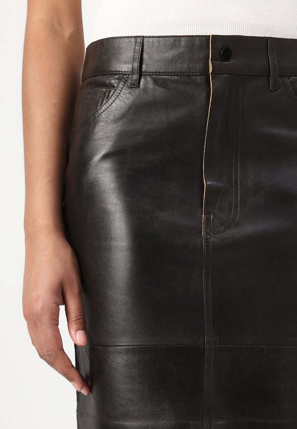 NIKI CONTEMPORARY - Leather skirt - espresso4