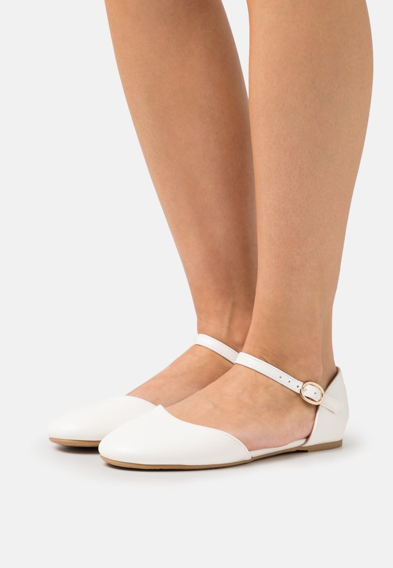 Anna Field Wide Fit Ankle strap ballet pumps white Zalando.co.uk
