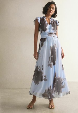 Next, REGULAR FIT - PLEATED MESH V-NECK OCCASION MIDI DRESS - Maxikleid - blue floral print