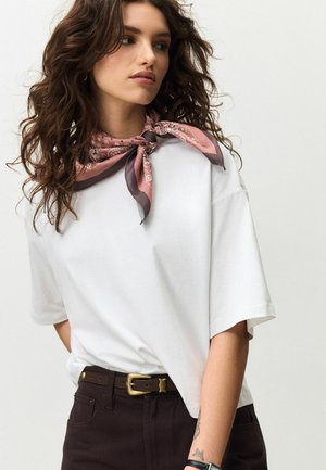 REGULAR FIT - SCARF TIE SHORT SLEEVE CREW NECK  - T-shirts print - white