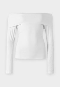 Long-Sleeve Cotton-Blend Seamless Fabric Tuckable Off-The-Shoulder Top - Pitkähihainen paita - white