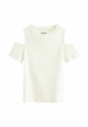 Next COLD SHOULDER REGULAR FIT - T-shirt con stampa - white
