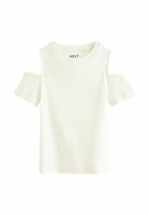 COLD SHOULDER REGULAR FIT - T-shirt print - white