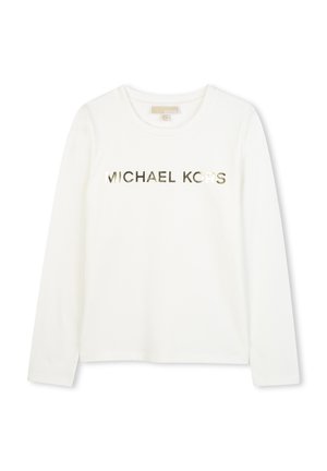 Bijela majica dugih rukava od pamuka, s metalik zlatnim otiskom "MICHAEL KORS" na prsima. Okrugli izrez i prilagođeni kroj.