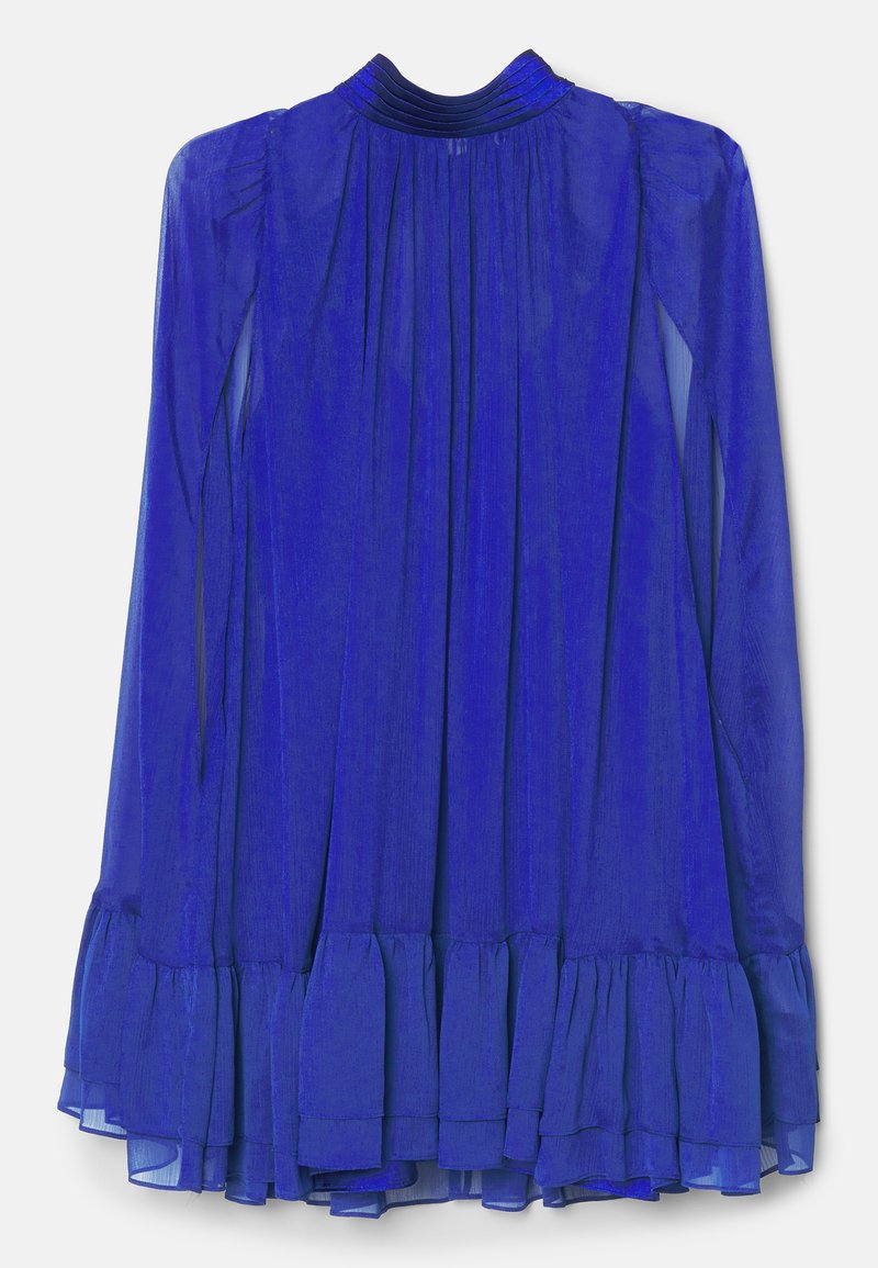 alice and olivia blue cape dress Alice and Olivia Zenon Tie Neck Mini Cape Dress